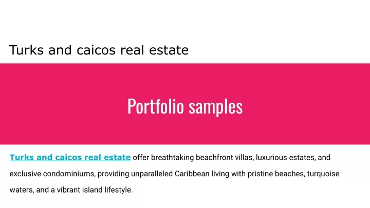 turks and caicos real estate