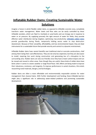 Inflatable Rubber Dams: A Sustainable Water Solutions - Yooil