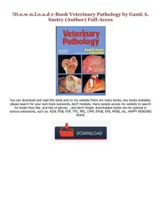 Pdf [download]^^ Veterinary Pathology (PDFKindle)-Read By  Ganti A. Sastry (Auth