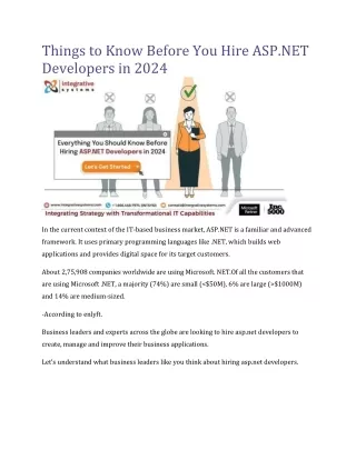 Things to Know Before You Hire .NET Developers in 2024