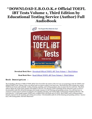 [Download] [epub]^^ Official TOEFL iBT Tests Volume 1, Third Edition ^DOWNLOAD E