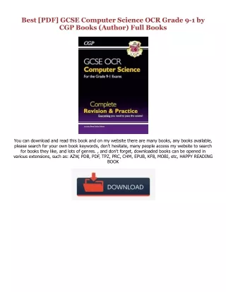 [Download] [epub]^^ GCSE Computer Science OCR Grade 9-1 (EBOOK PDF) By  CGP Book