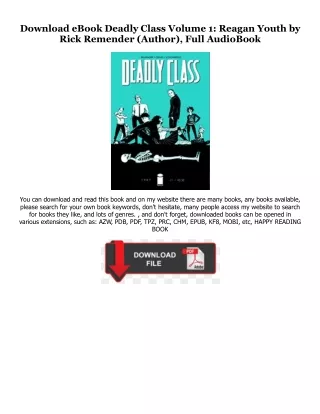 READ DOWNLOAD$# Deadly Class Volume 1: Reagan Youth ^DOWNLOAD E.B.O.O.K.# By  Rick Remender (Author),