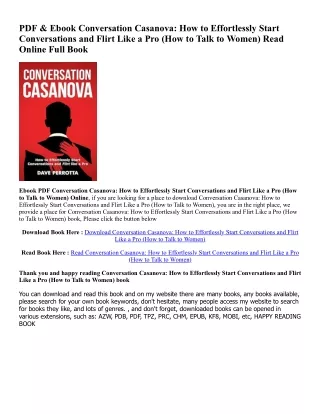 [EBOOK] Conversation Casanova: How to Effortlessly Start Conversations and Flirt Like a Pro (How to Talk to Women) ^DOWN