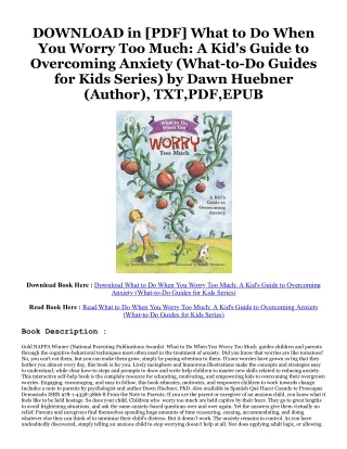 Ebooks download What to Do When You Worry Too Much: A Kid's Guide to Overcoming