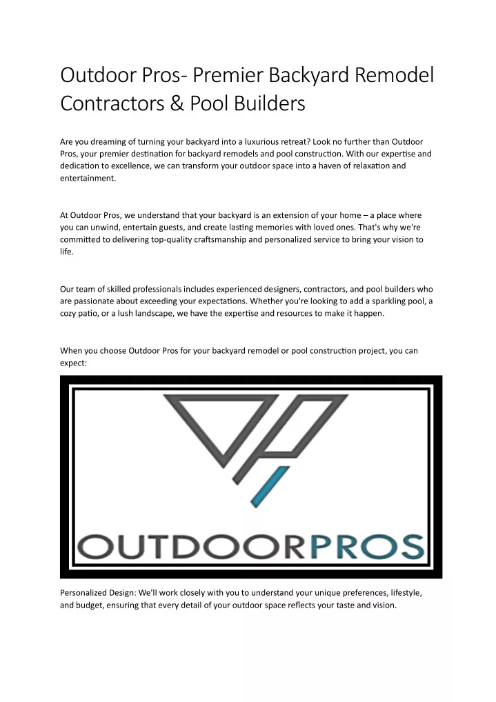 outdoor pros premier backyard remodel contractors