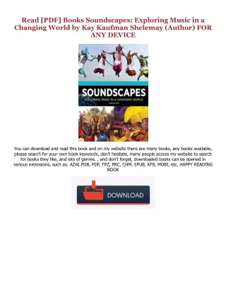 Free [epub]$$ Soundscapes: Exploring Music in a Changing World [DOWNLOAD PDF] PD