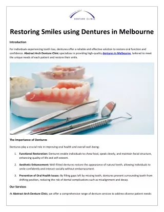 Restoring Smiles using Dentures in Melbourne