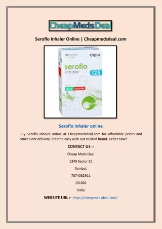 Seroflo Inhaler Online | Cheapmedsdeal.com