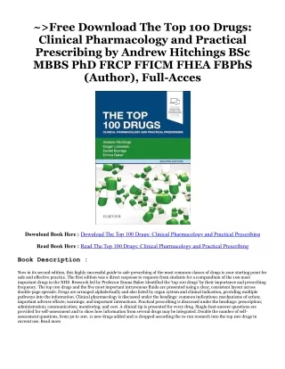 (Read Pdf!) The Top 100 Drugs: Clinical Pharmacology and Practical Prescribing (