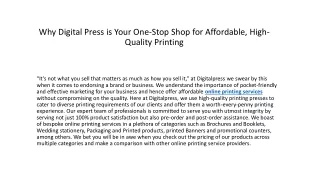 Why Digital Press is Your One-Stop Shop for