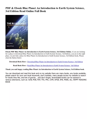 read online Blue Planet An Introduction to Earth System Science, 3rd Edition [PDFEPub] By  Brian J. Skinner (Author),