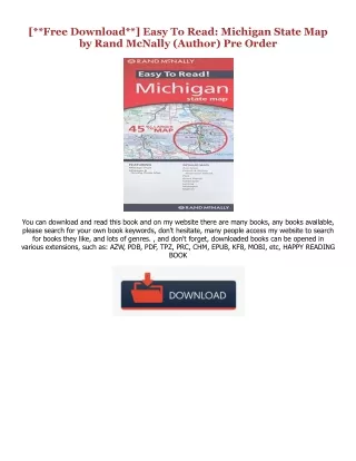 READ PDF Easy To Read: Michigan State Map ^DOWNLOAD E.B.O.O.K.# By  Rand McNally