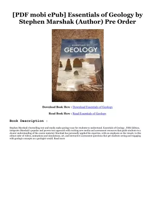 read online Essentials of Geology $BOOK^ By  Stephen Marshak (Author)