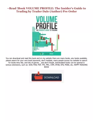 [Pdf]$$ VOLUME PROFILE: The Insider's Guide to Trading (PDFEPUB)-Read By  Trader Dale (Author)