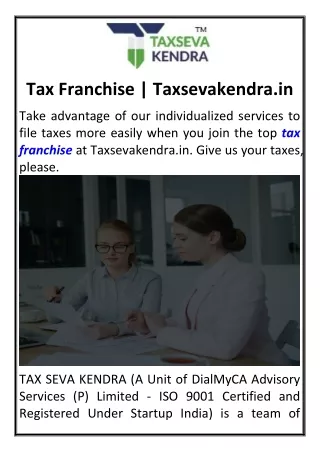 Tax Franchise Taxsevakendra.in