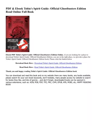 Download Free Pdf Books Tobin's Spirit Guide: Official Ghostbusters Edition [DOW