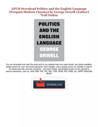 ^R.E.A.D.^ Politics and the English Language (Penguin Modern Classics) ^#DOWNLOA