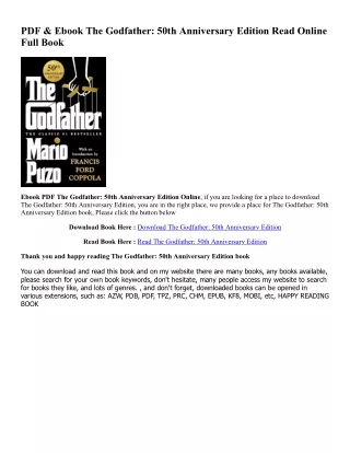 PDF - KINDLE - EPUB - MOBI The Godfather: 50th Anniversary Edition ^DOWNLOAD E.B
