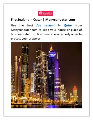Fire Sealant In Qatar Manyconqatar.com
