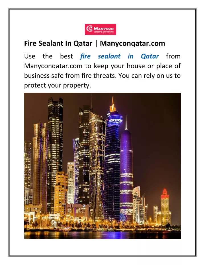 fire sealant in qatar manyconqatar com
