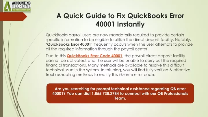 a quick guide to fix quickbooks error 40001 instantly