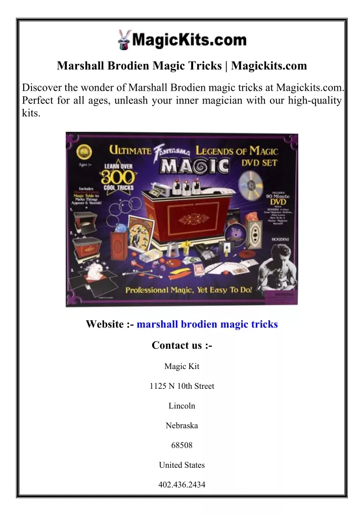 marshall brodien magic tricks magickits com
