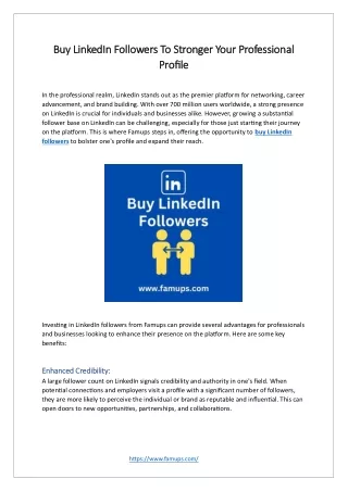 Buy LinkedIn Followers To Stronger Your Professional Profile