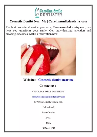 Cosmetic Dentist Near Me  Carolinasmiledentistry.com