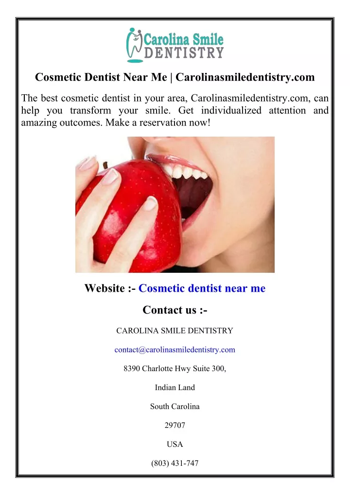 cosmetic dentist near me carolinasmiledentistry