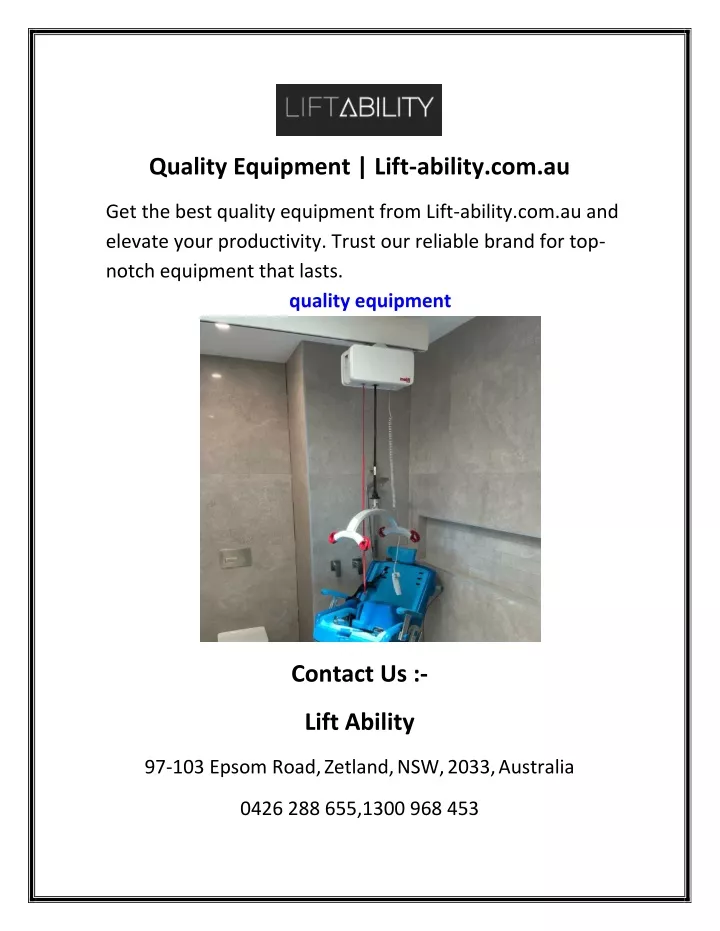 quality equipment lift ability com au