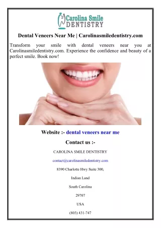 Dental Veneers Near Me  Carolinasmiledentistry.com