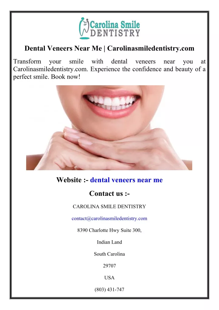 dental veneers near me carolinasmiledentistry com