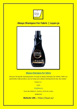 Abaya Shampoo For Fabric | Layan.jo