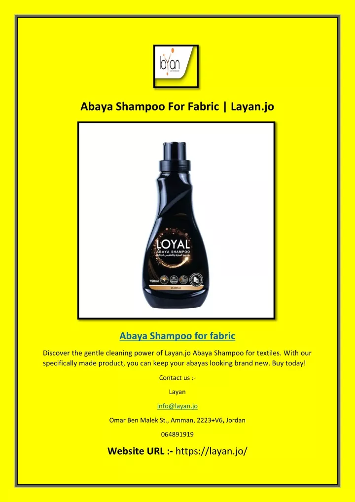 abaya shampoo for fabric layan jo