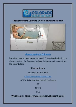 Shower Systems Colorado