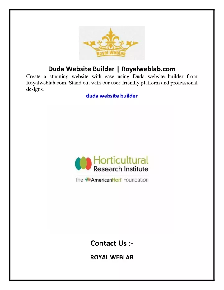 duda website builder royalweblab com create