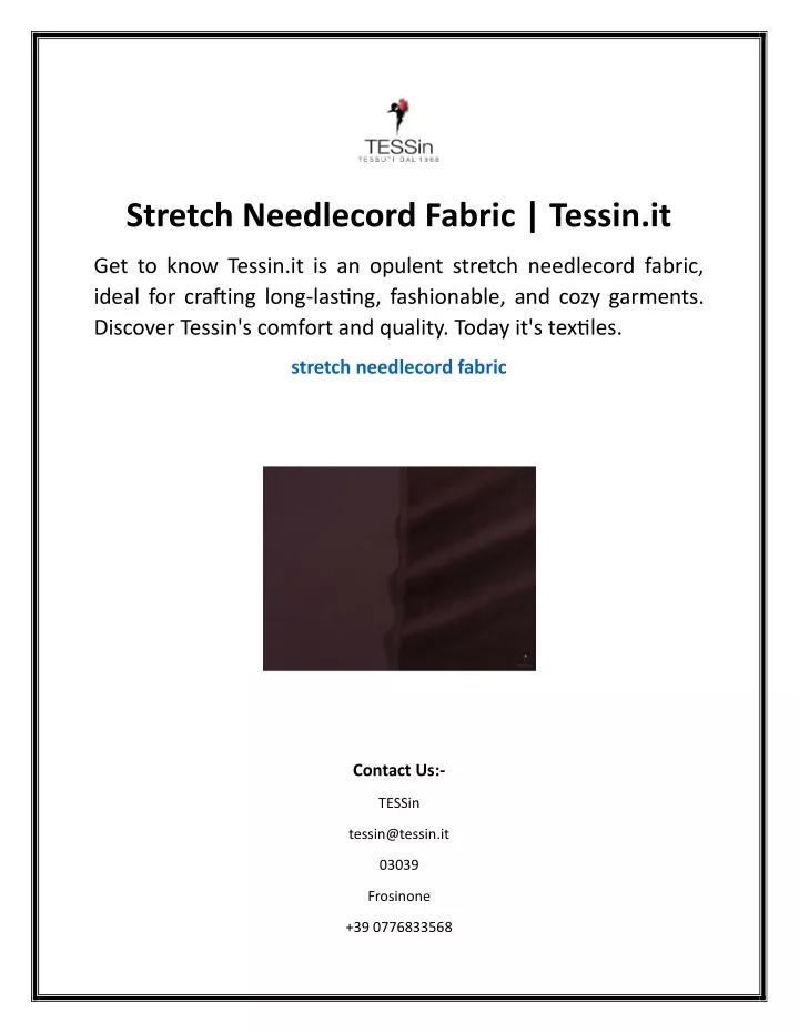stretch needlecord fabric tessin it