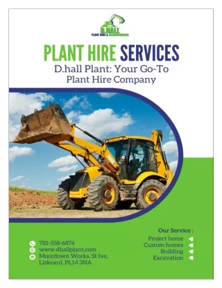 D.Hall Plant: Your Go-To Plant Hire Company in Devon