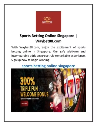 Sports Betting Online Singapore  Waybet88.com