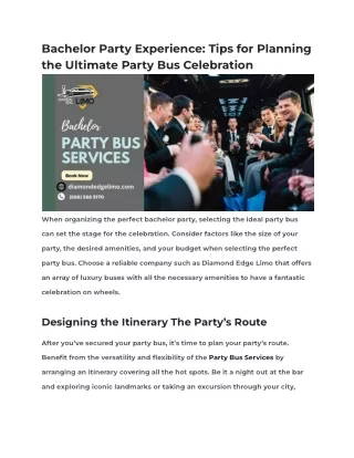 Bachelor Party Experience: Tips for Planning the Ultimate Party Bus Celebration
