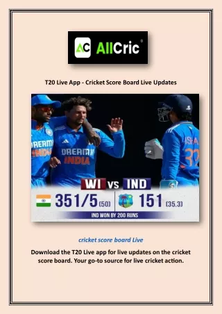 T20 Live App - Cricket Score Board Live Updates