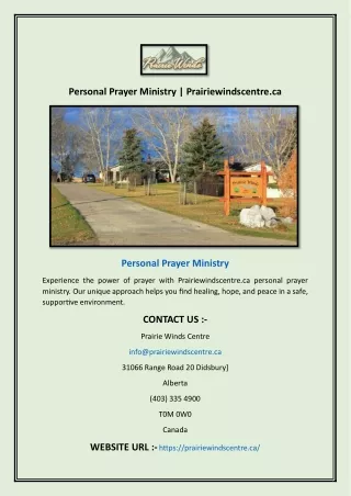 Personal Prayer Ministry | Prairiewindscentre.ca