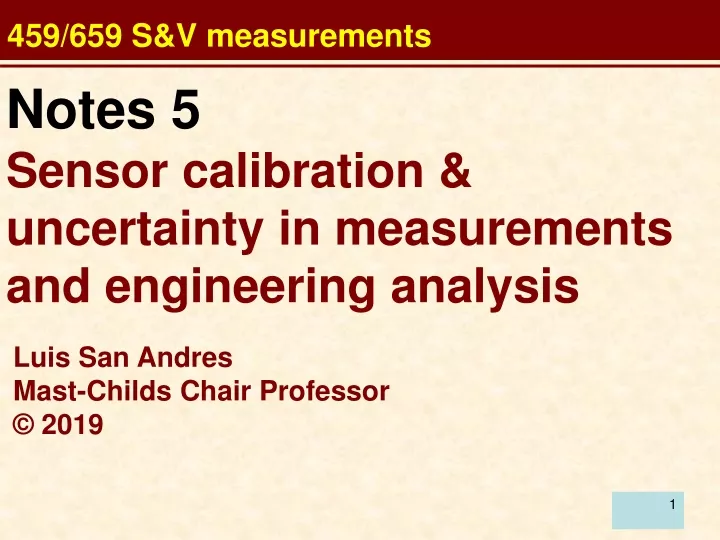459 659 s v measurements notes 5 sensor