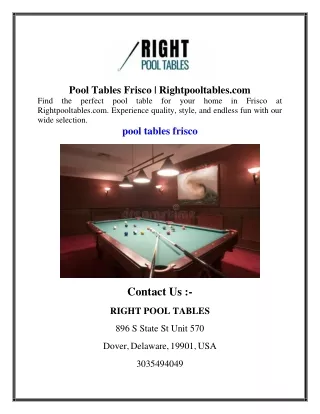 Pool Tables Frisco    Rightpooltables