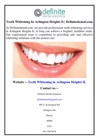 Teeth Whitening In Arlington Heights Il  Definitedental.com