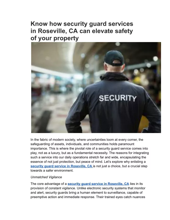 know how security guard services in roseville