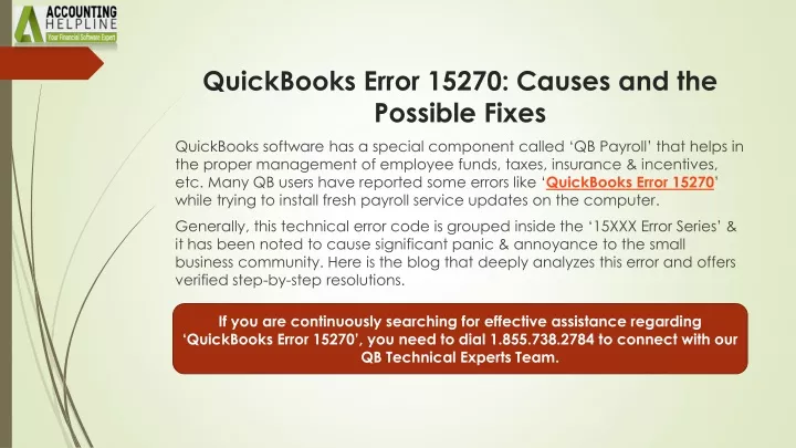 quickbooks error 15270 causes and the possible fixes