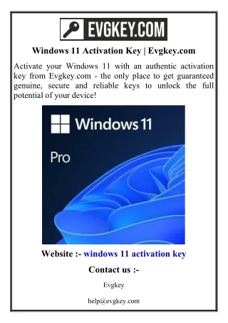 Windows 11 Activation Key  Evgkey.com
