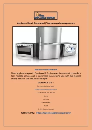 appliance repair brentwood tophomeappliancerepair